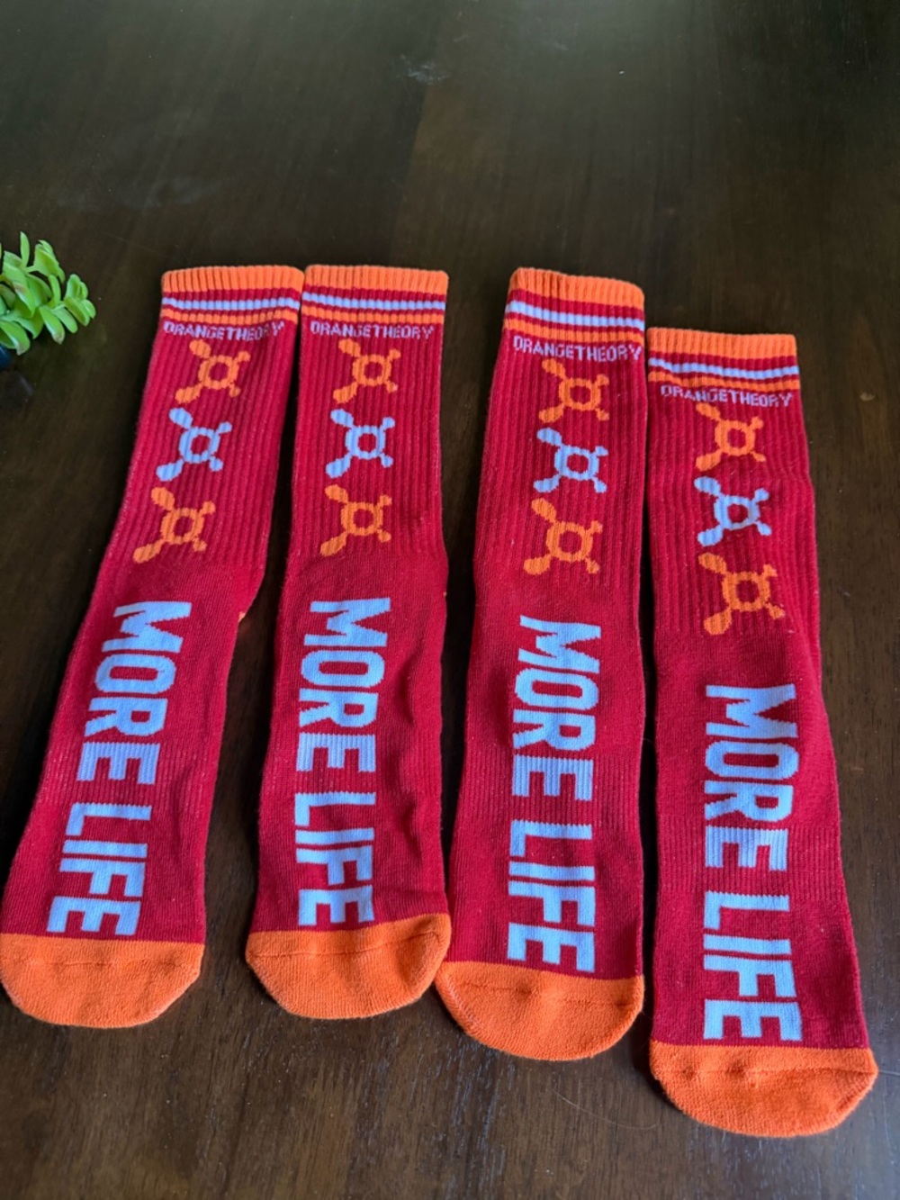OTF Orange Theory Fitness Two Pairs Orange & Red More Life Socks